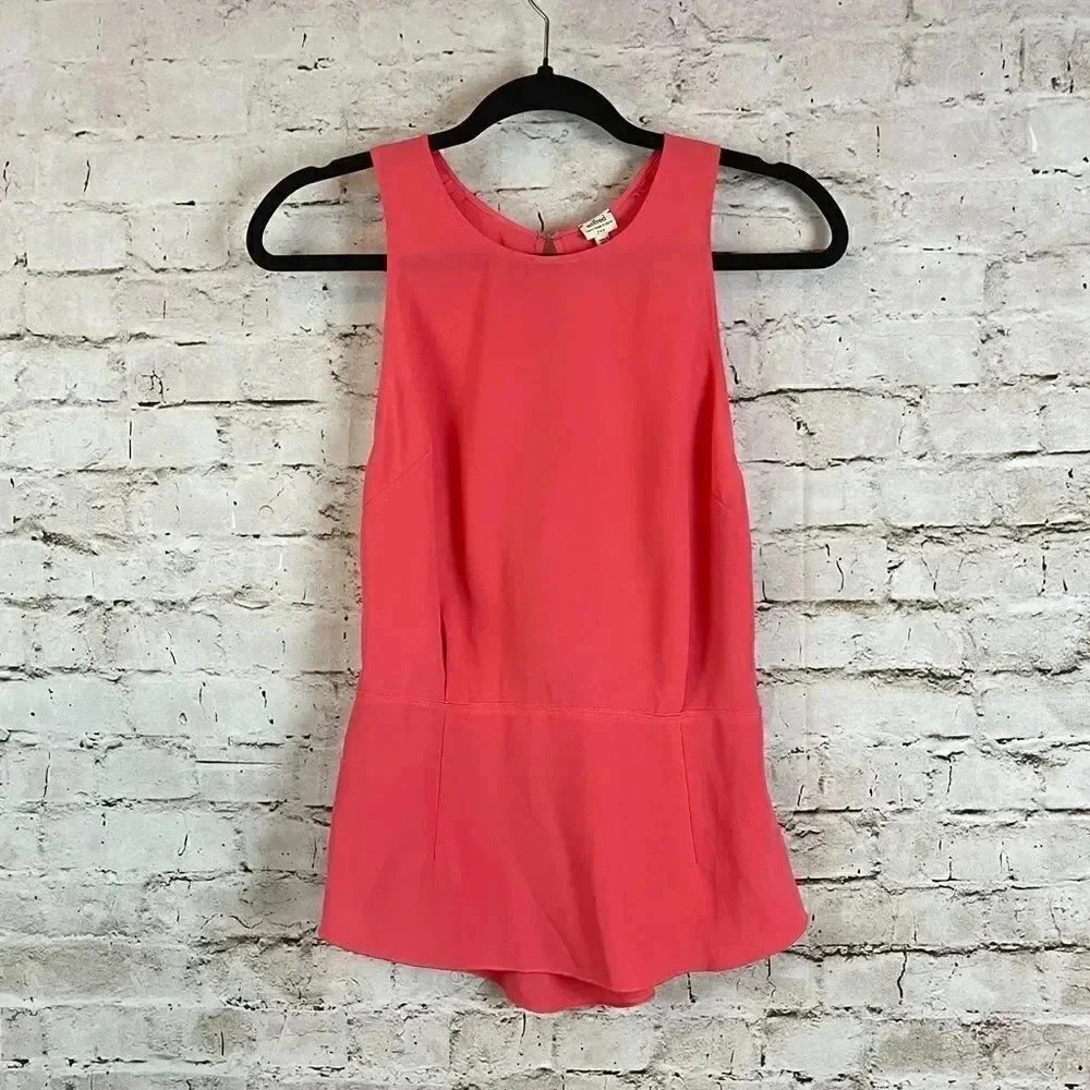 Wilfred Aritzia Size 2 Two Filles Blouse Sleeveless Coral Orange Cut Out Back